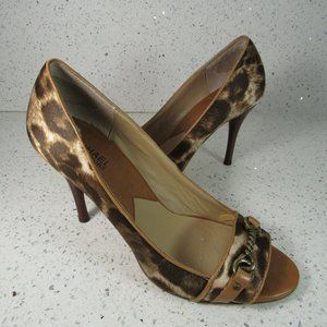 Michael Kors Peep Toe Heels Sandals Satin Animal